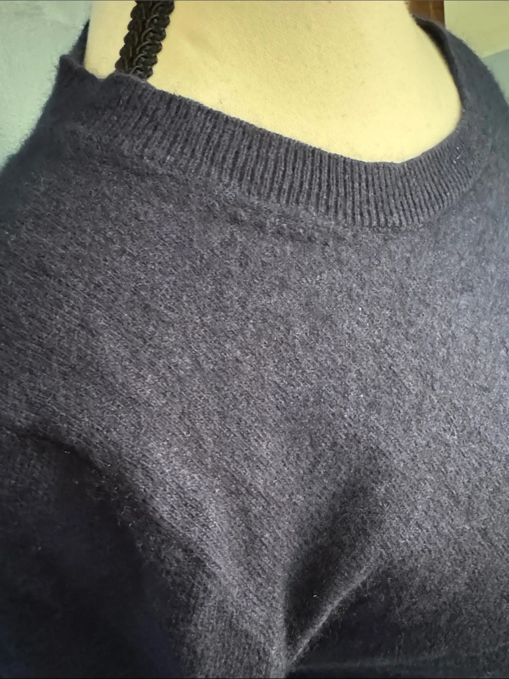 Classic Navy Crewneck Women's Sweater - Cotton and Laine Wool Blend